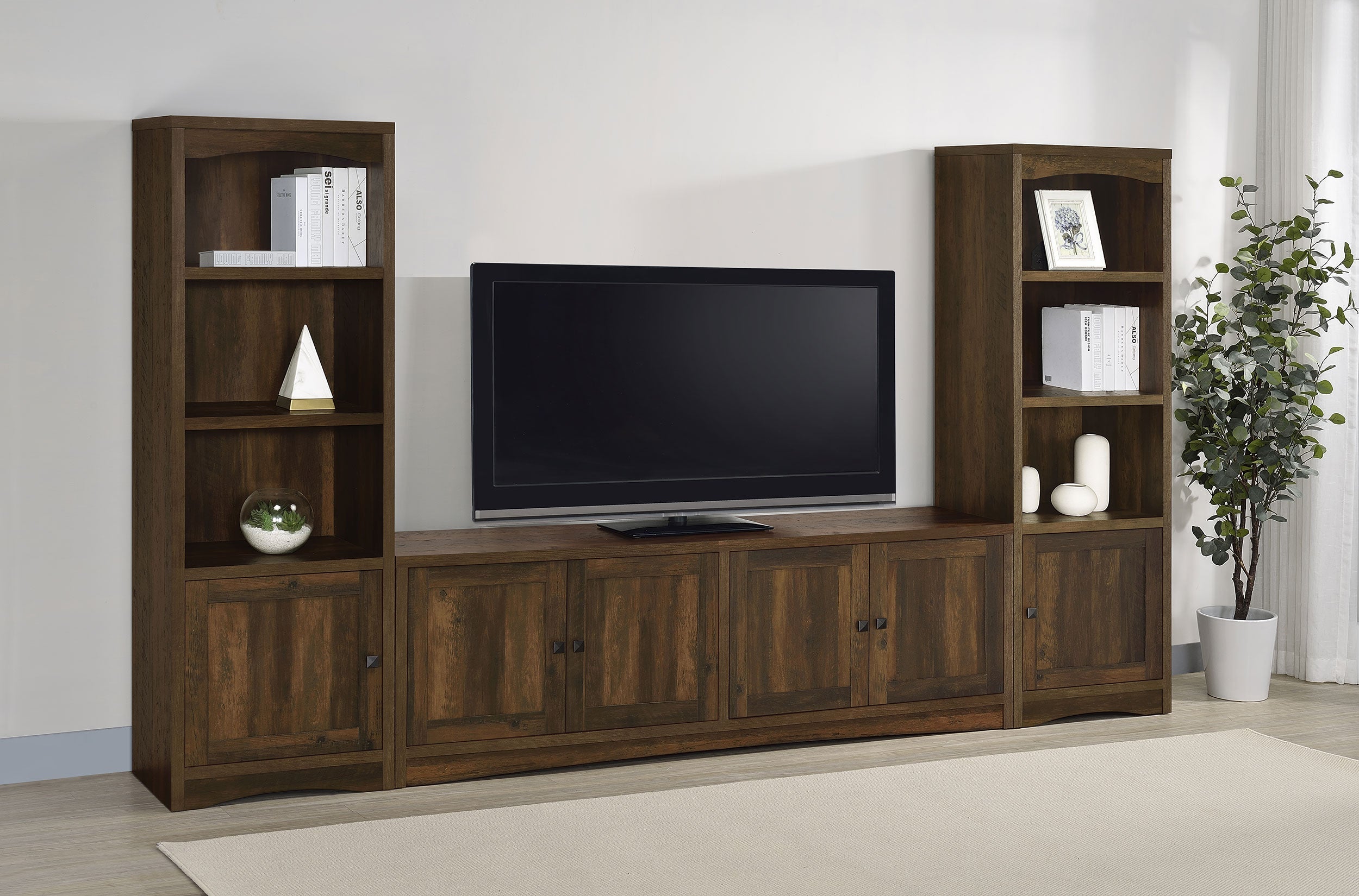 Laughlin 4-shelf Engineered Wood Media Tower Dark Pine-
