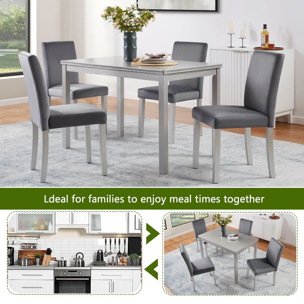 5 Piece Wooden Dining Table Set