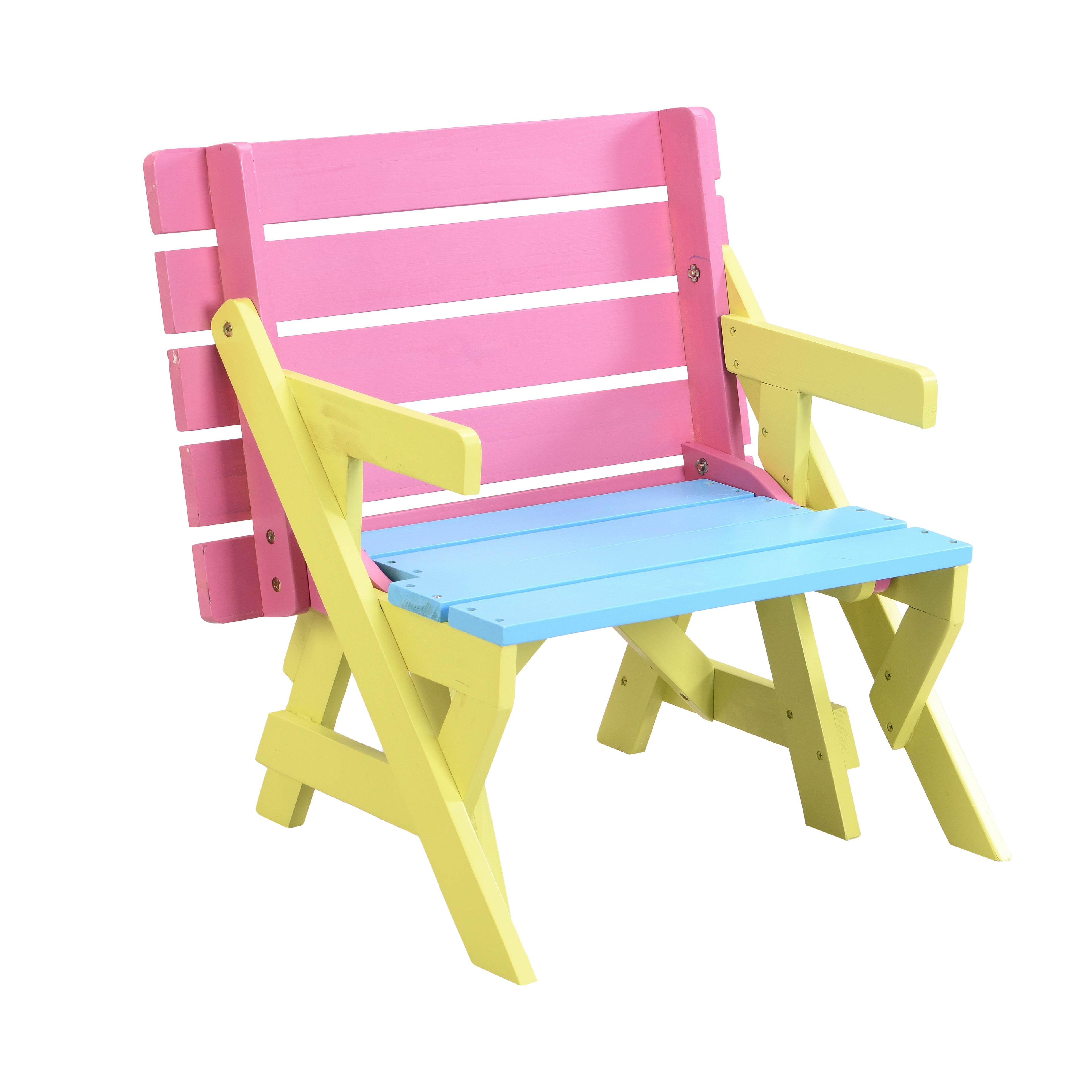 Kid's Multi-Functional Arm Chair, Table + 2 Benches (All-in-one)