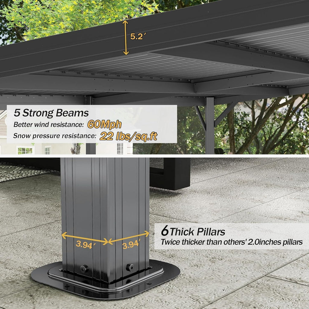 12'x16' Hardtop Lean to Gazebo with Gutters
