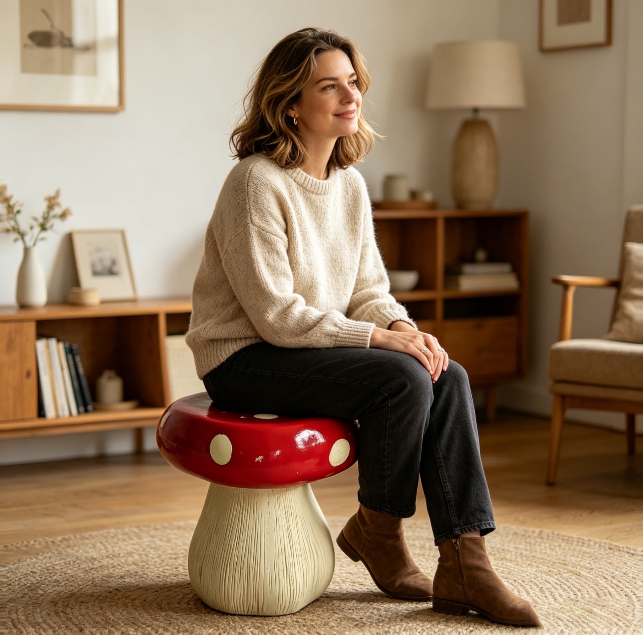 Oversized Mushroom Statue Stool