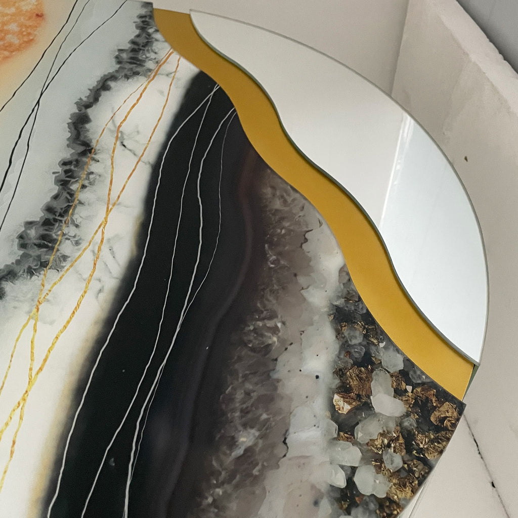 White Marble Pattern Sticker Round Coffee Table