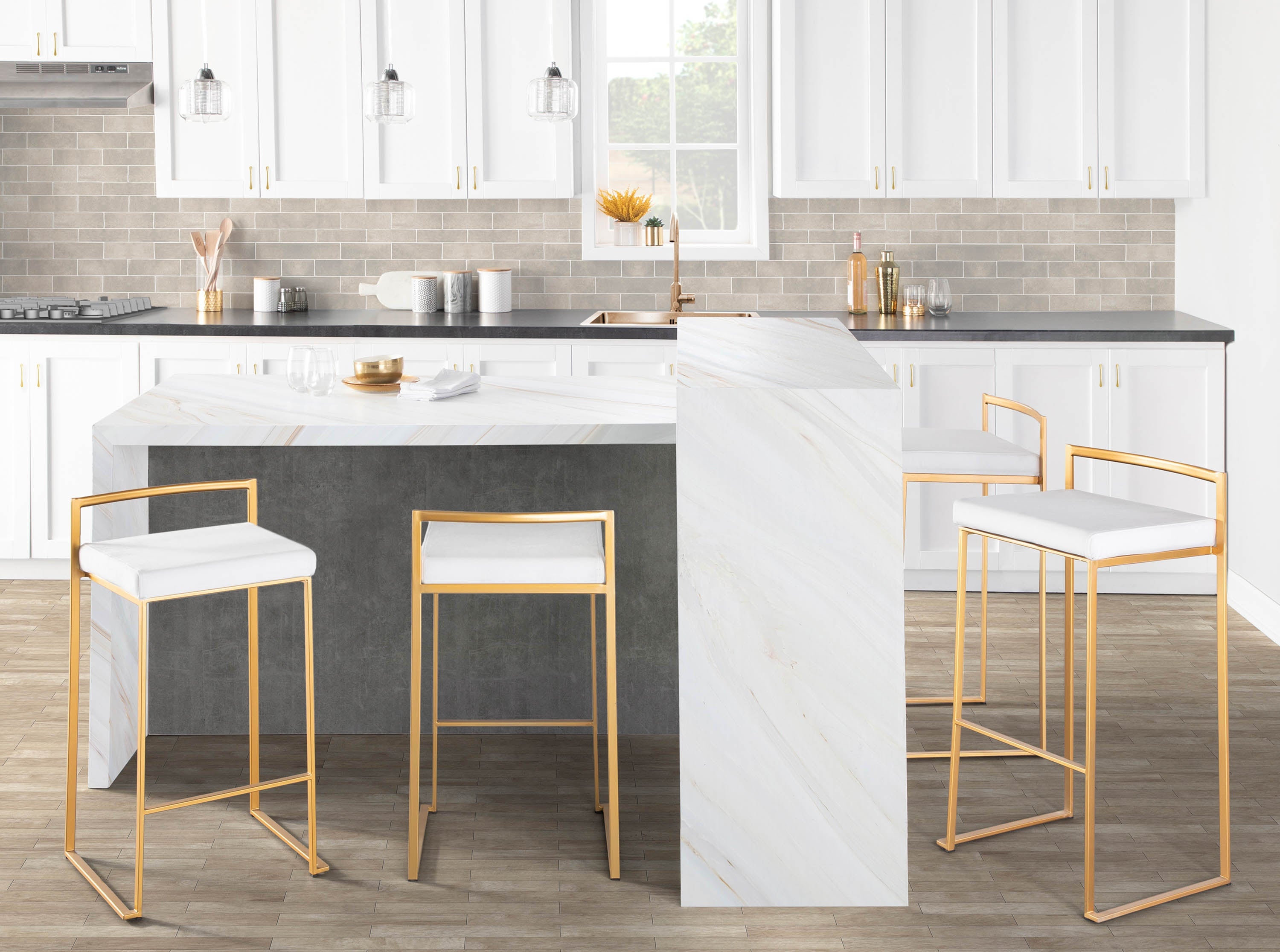 30" Contemporary Stackable Barstool Set of 3