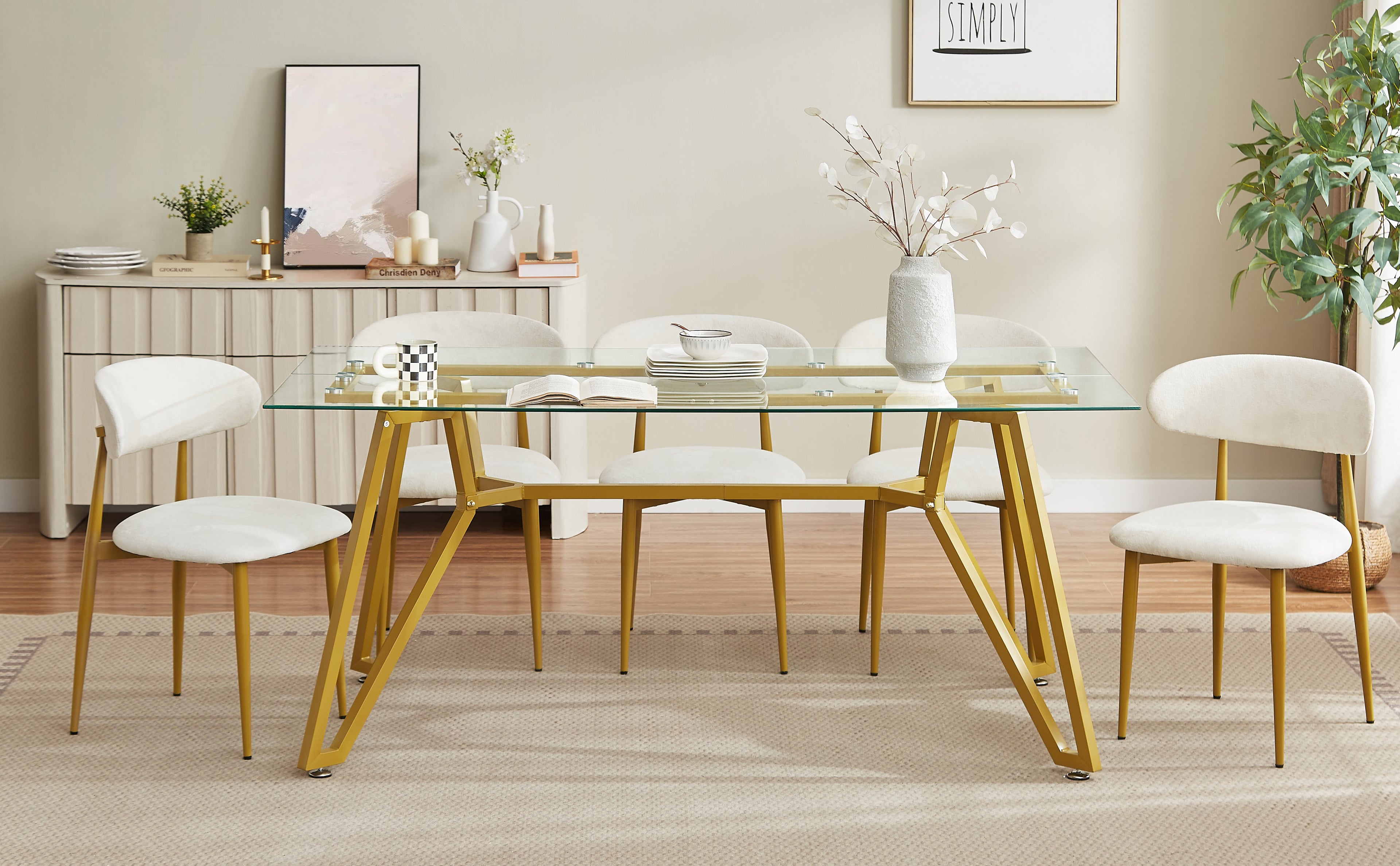 70.9-Inch Rectangular Glass Dining Table