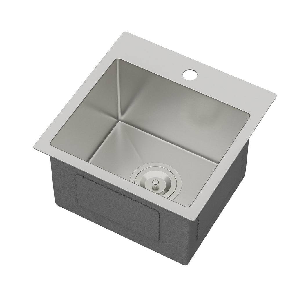 15" x 15" x 9" Stainless Steel Drop In Kitchen Sink