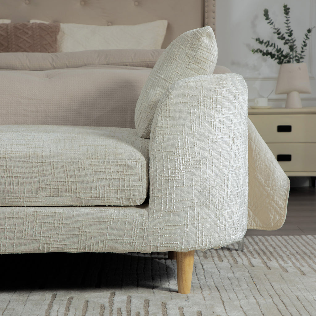 Modern Upholstered End of Bed Bench with Armrests