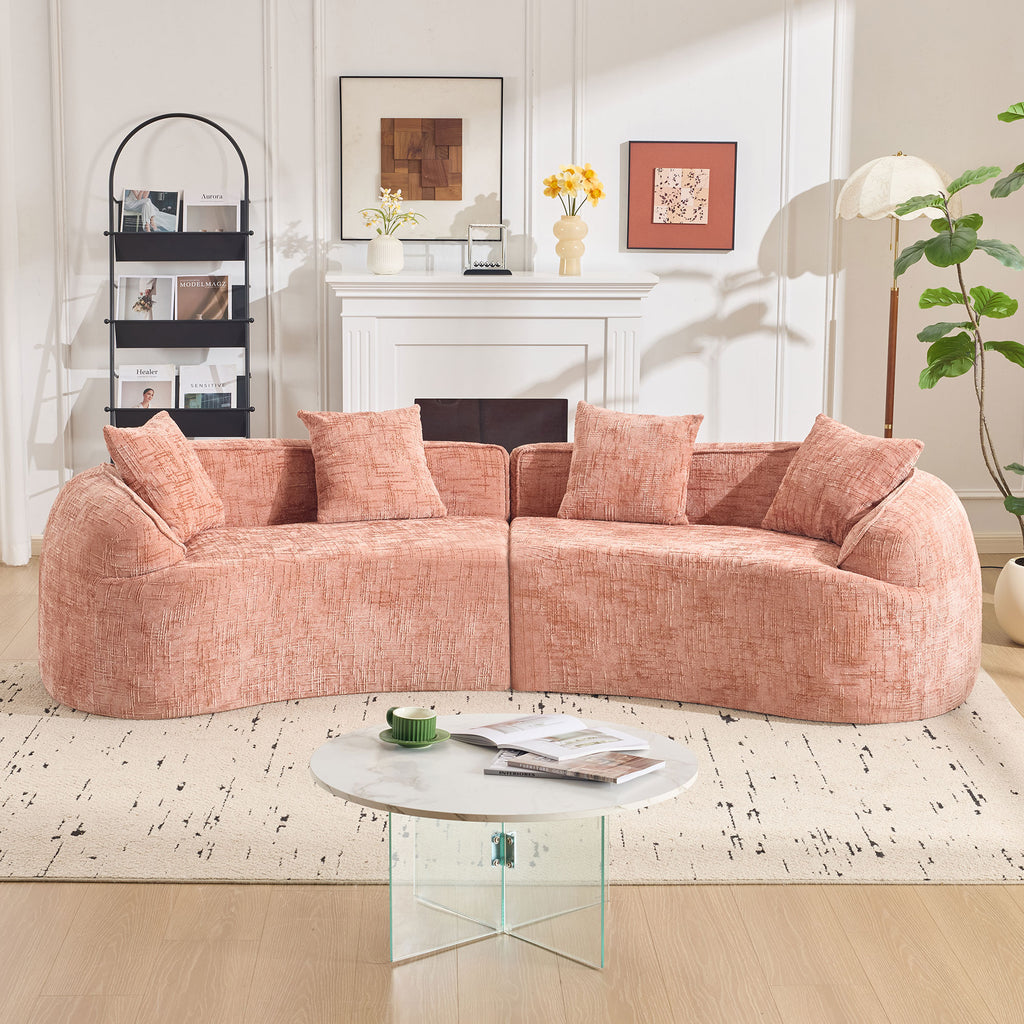 Pink Curved Compressed Sofa