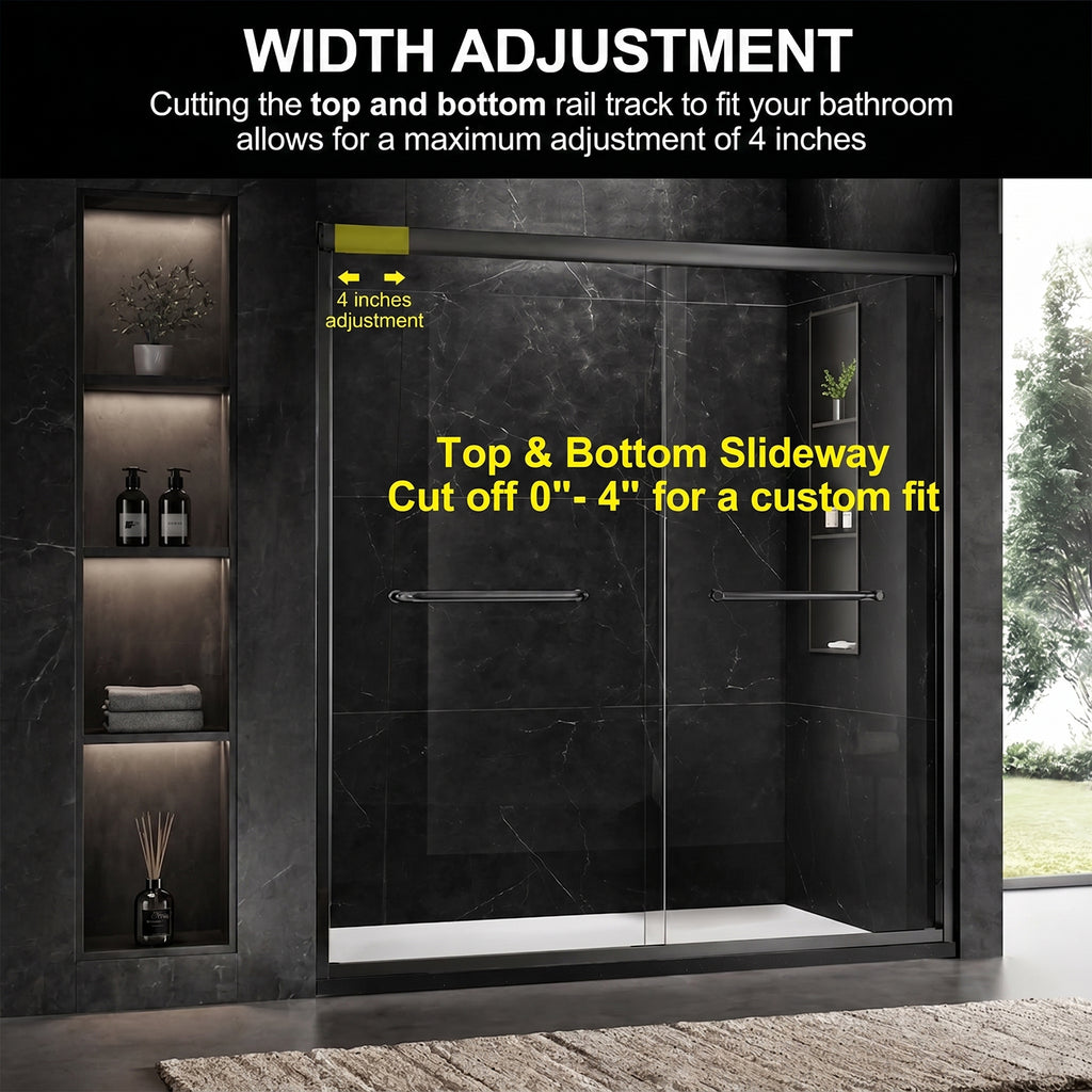 60'' W x 74'' H Sliding Frameless Shower Door with 6mm Tempered Glass