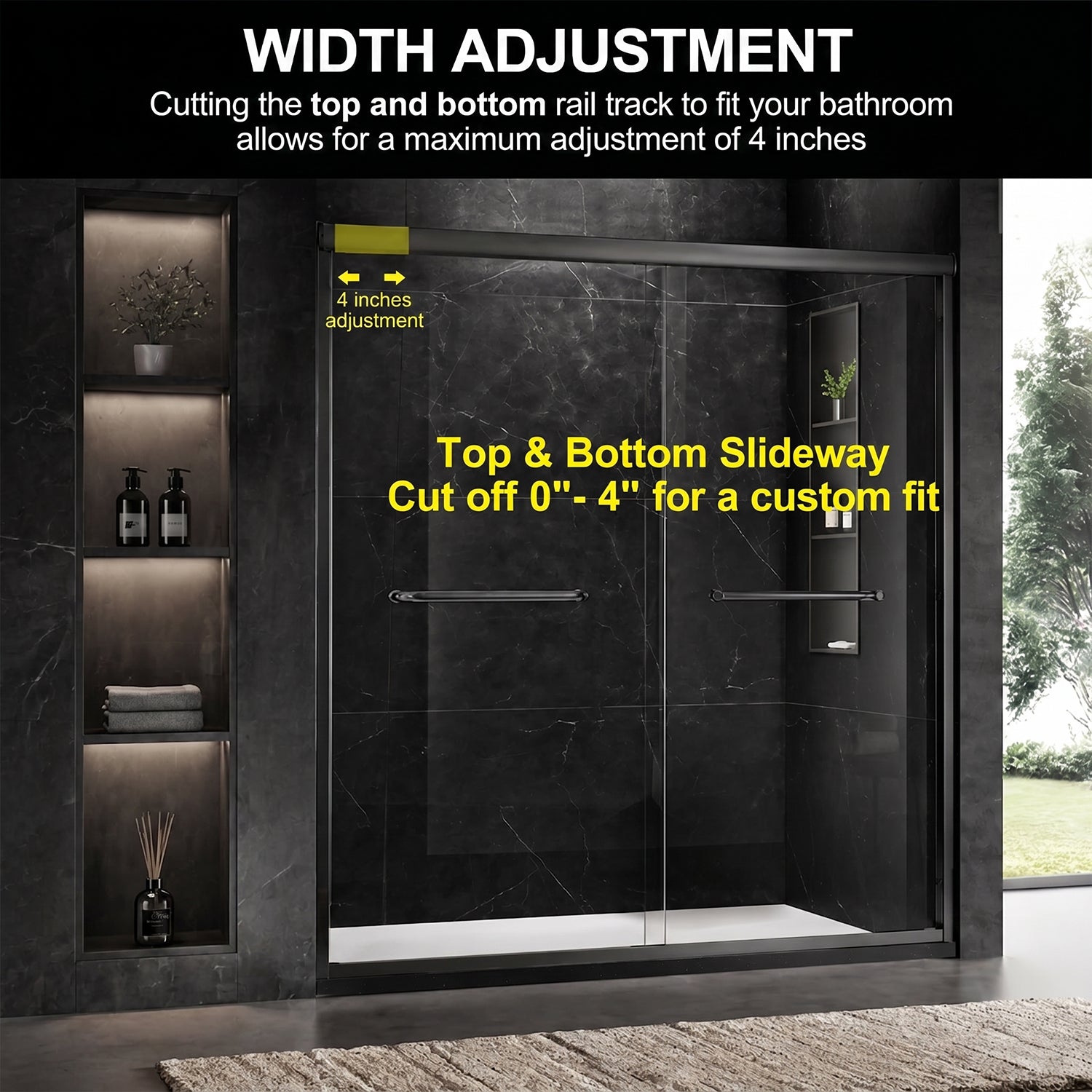 60'' W x 74'' H Sliding Frameless Shower Door with 6mm Tempered Glass