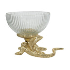 Pedestal Bowl with Lizard Sculpture