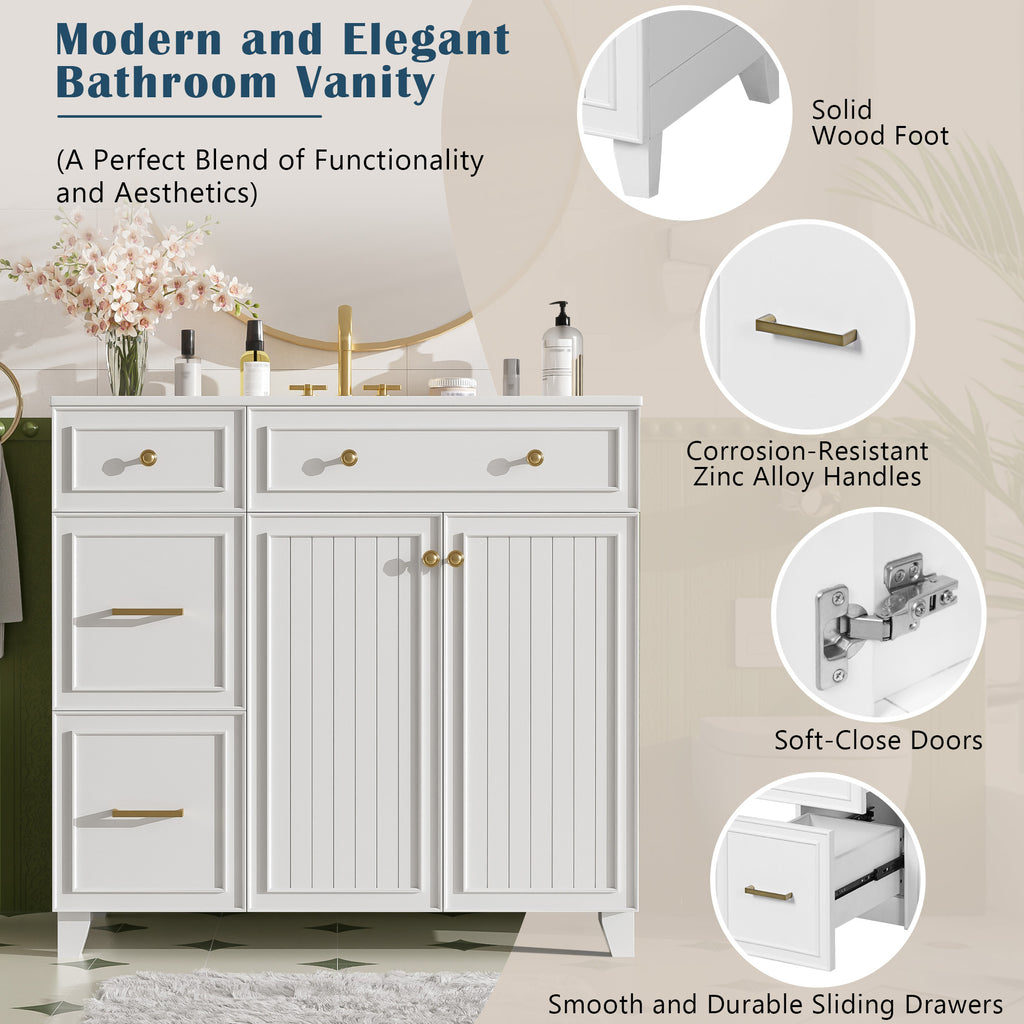 36" Bathroom Vanity with Ceramic Sink