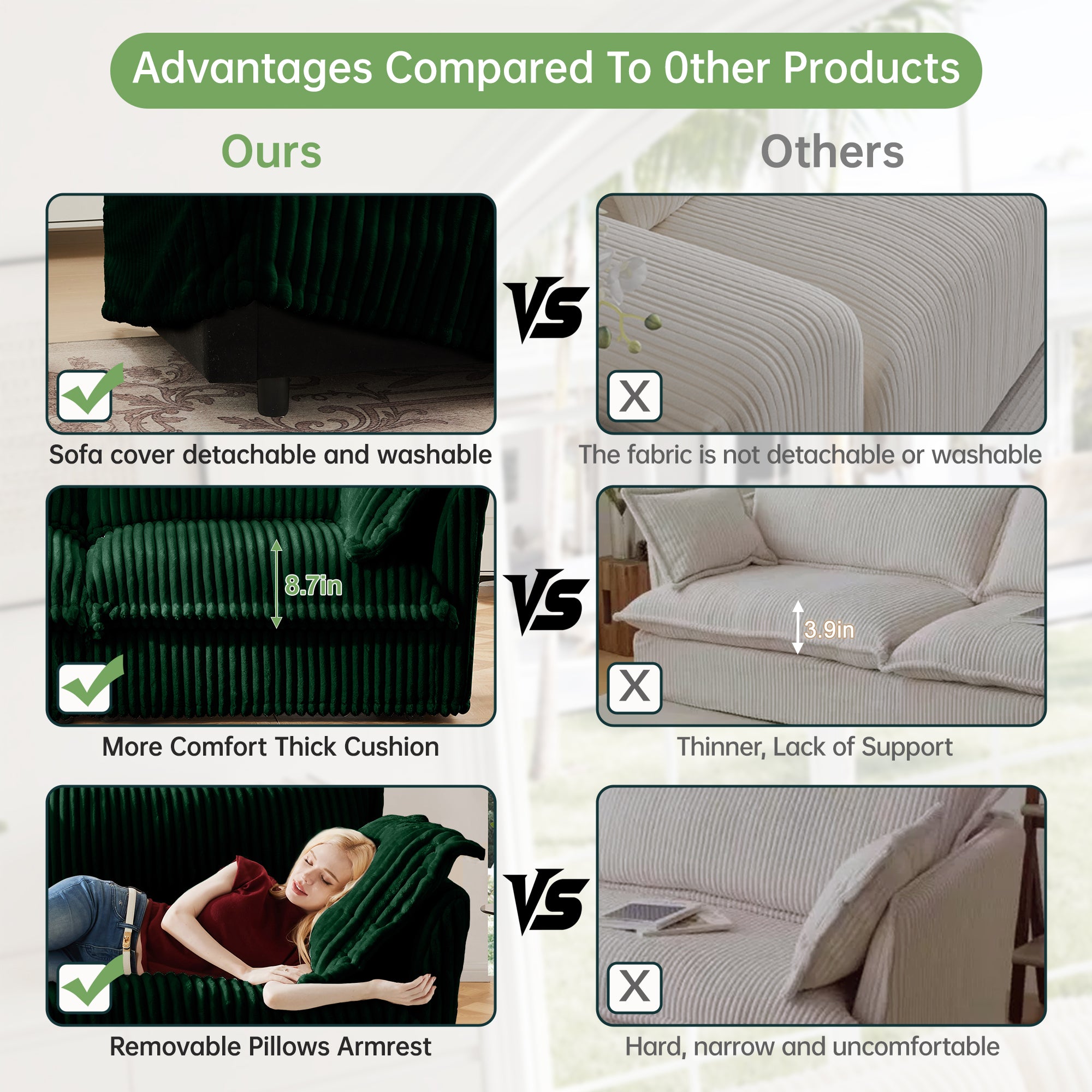 Slipcovered 2 Seater Sofa with Ottomans