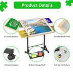 Wooden 1500 Pieces Puzzle Table with Drawer