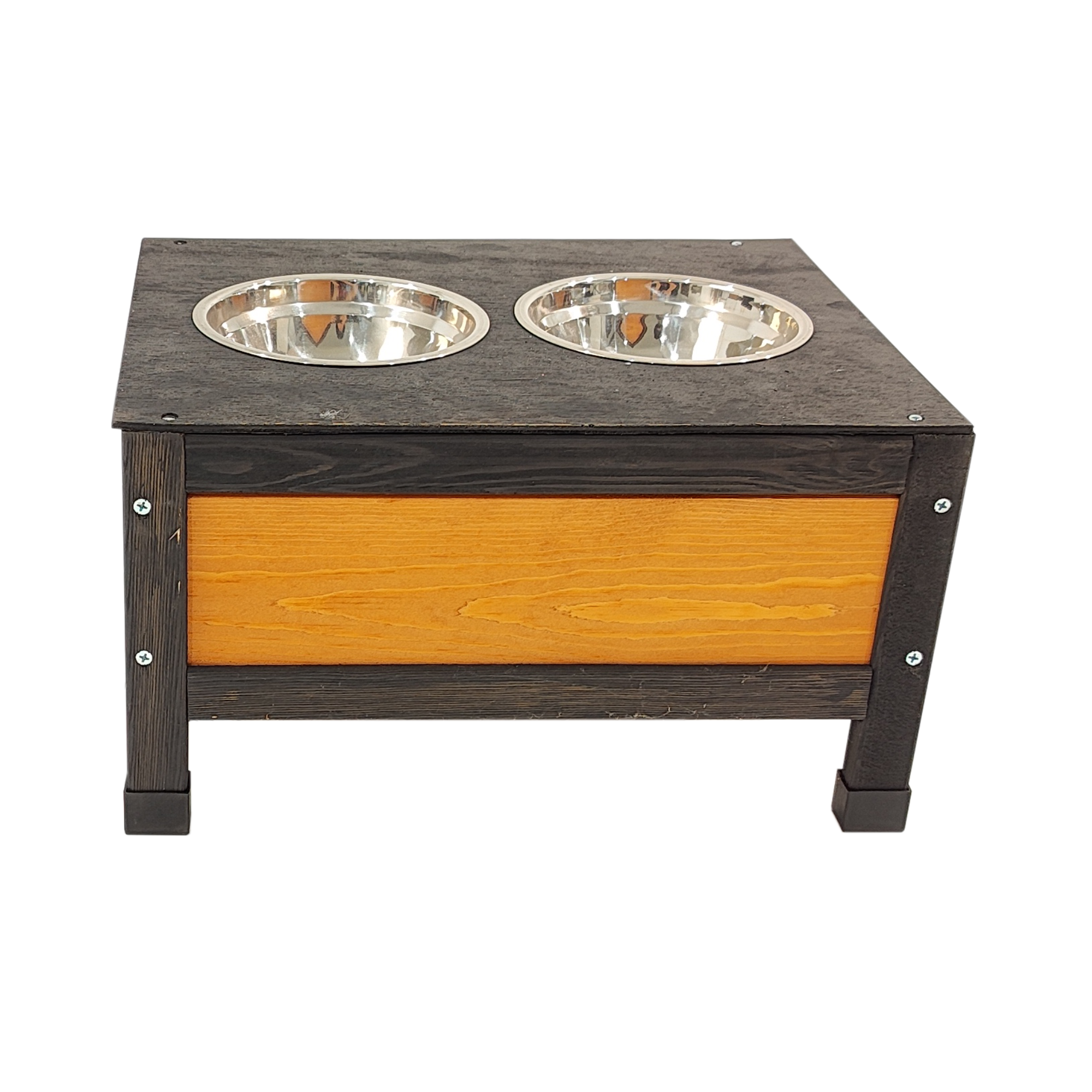 Wearable and Strong Wooden Dog House with Metal Bowls and Toy Box