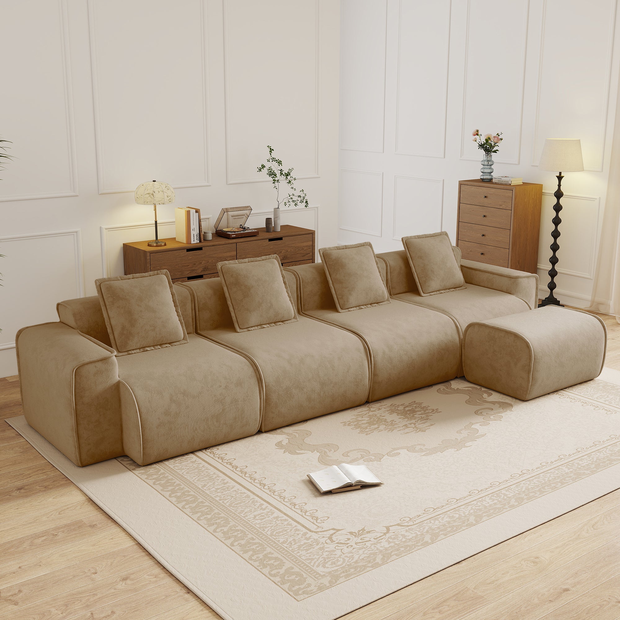 Streamlined Design Modular 4 Seat L Shape Sectional Sofa