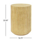 MGO Cylindrical Side Table with Wood-like Texture