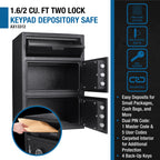 Digital Keypad Two Lock Depository Safe - 1.62 Cubic Ft