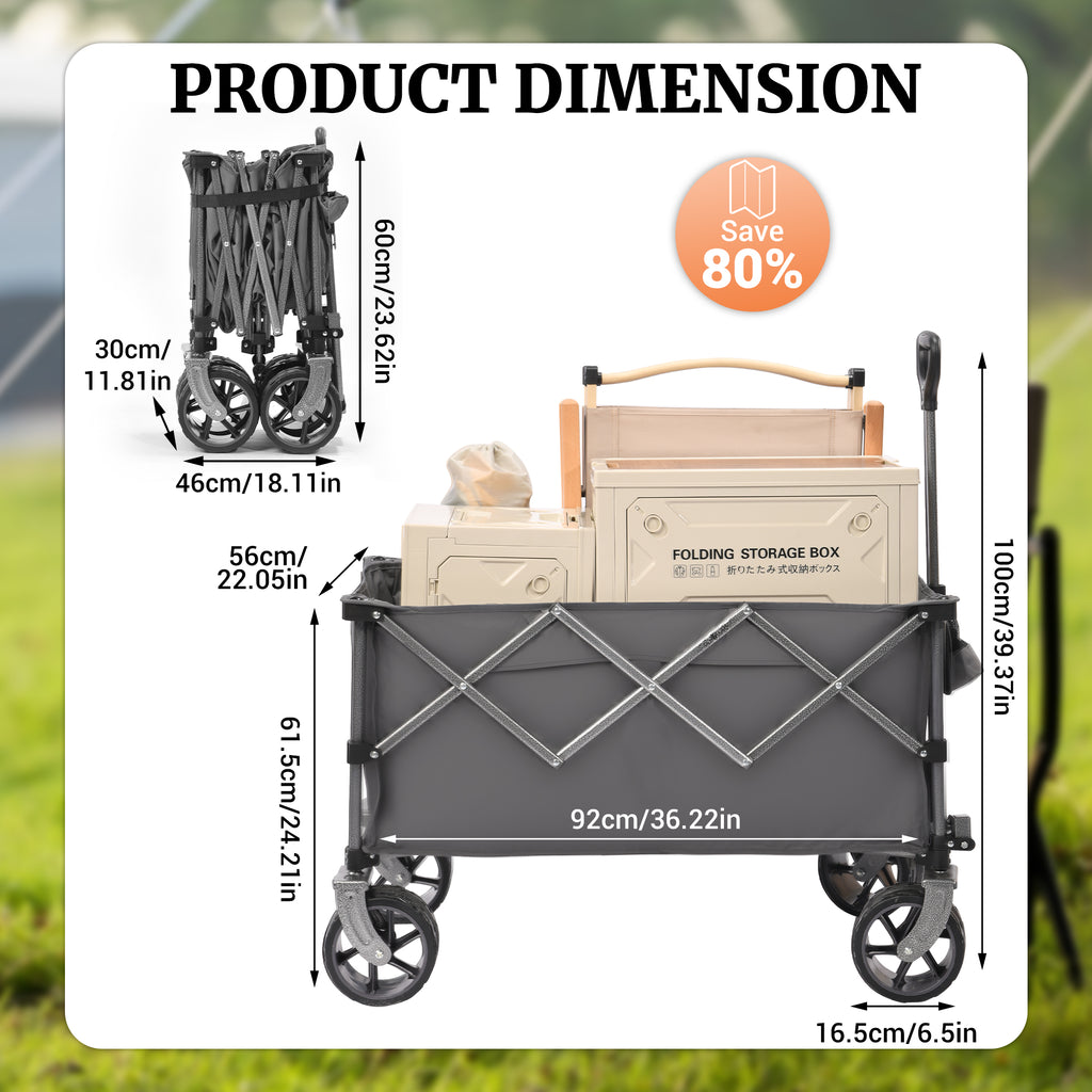 Portable 400L Collapsible Wagon - Folding Cart for All Occasions