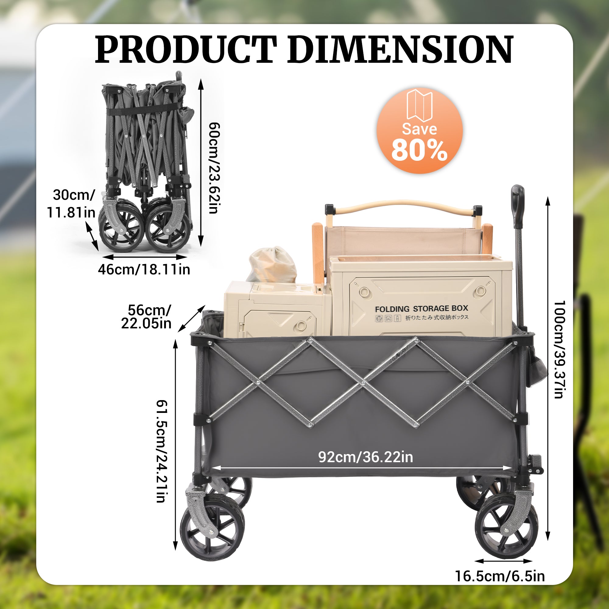 Portable 400L Collapsible Wagon - Folding Cart for All Occasions