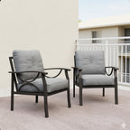 Set of 2 All-Weather Metal Armchairs, Khaki Frame