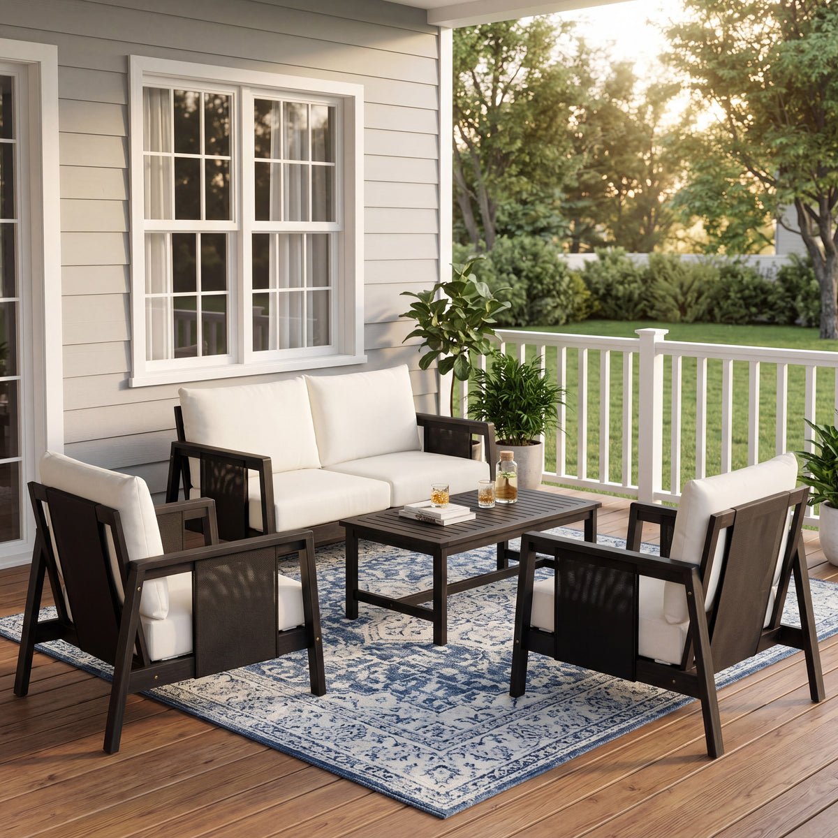 4-Pieces Outdoor Sofa Set with Cushions