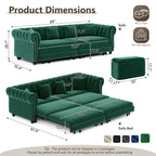 Chesterfield Sofa Bed - 3-in-1 Velvet Convertible