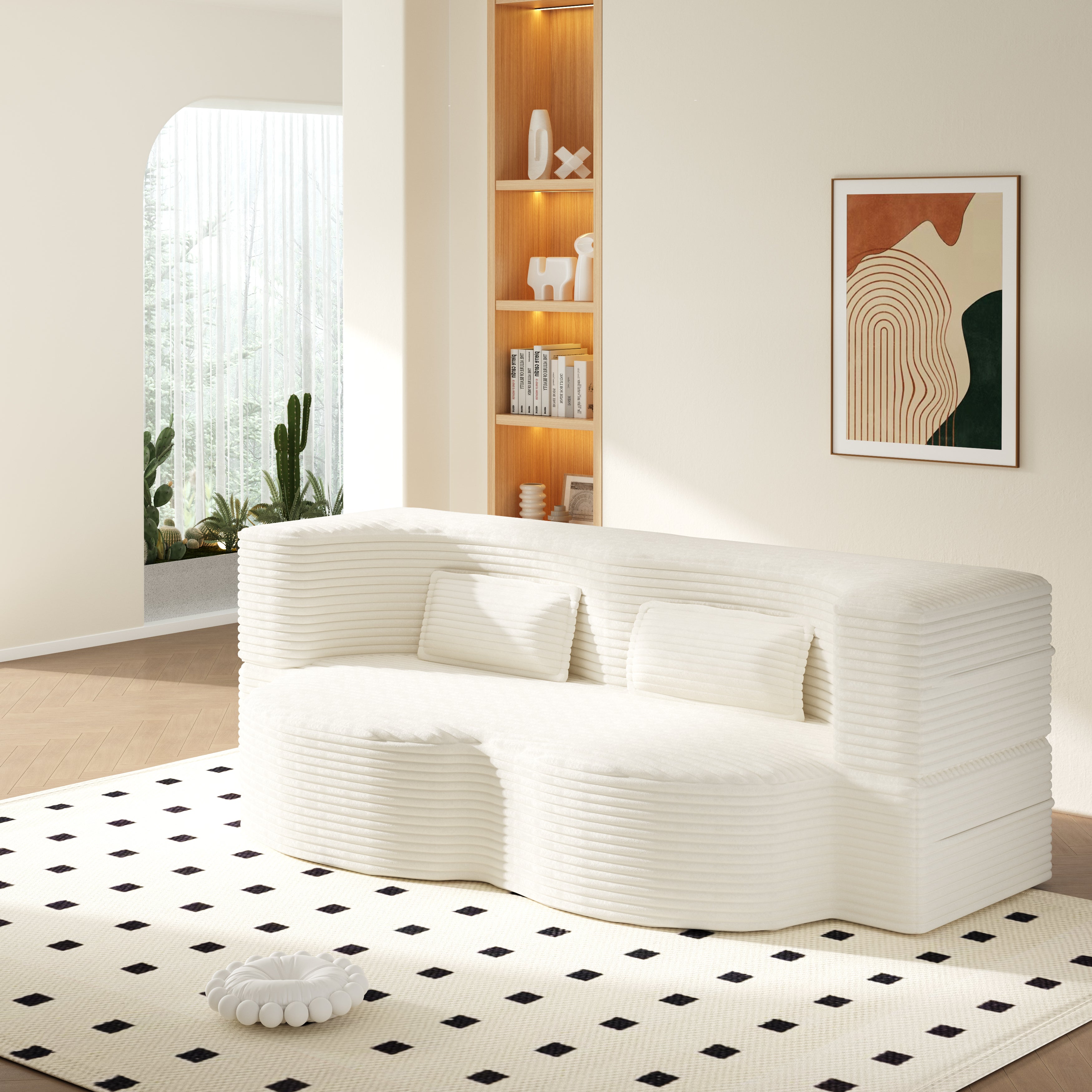 Modern Floor Sofa with 2 Pillows