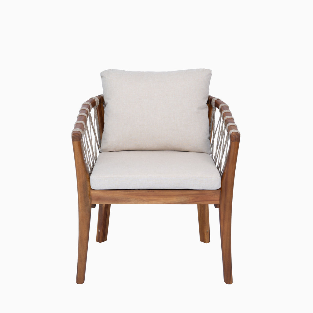 Outdoor Dining Chairs Set for 2, Acacia Wood Frame with Teak Finish