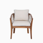 Outdoor Dining Chairs Set for 2, Acacia Wood Frame with Teak Finish