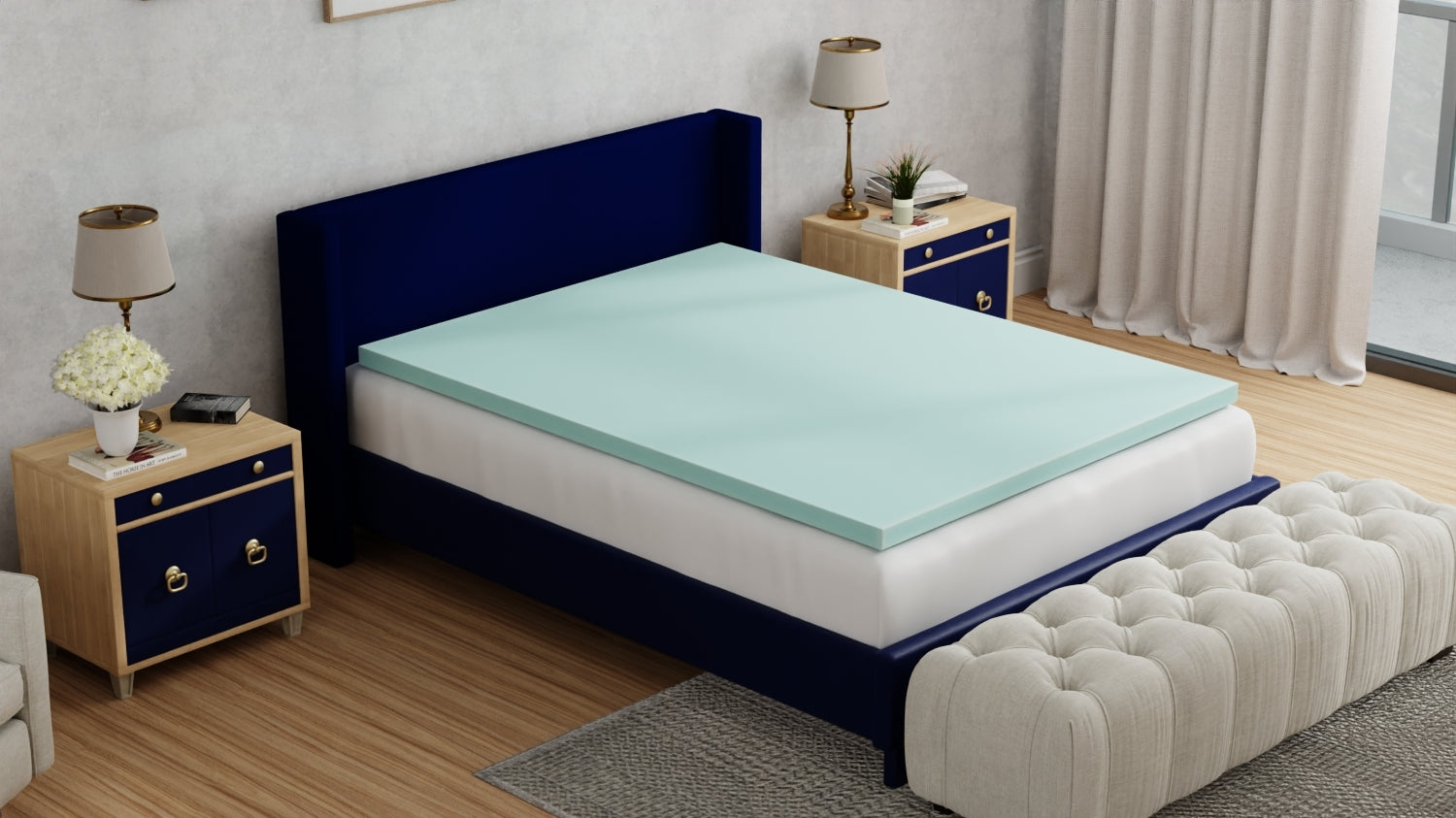 Omne Sleep Plush 3 Inch Full Memory Foam Cooling Mattress Topper