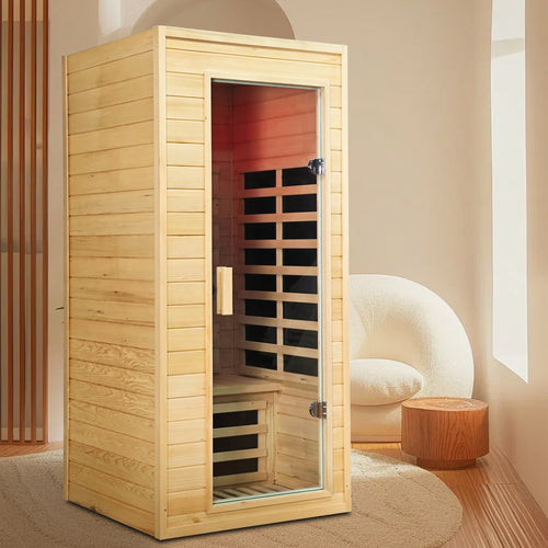 Hemlock Wood One-Person Far Infrared and Red-Light Indoor Sauna Room