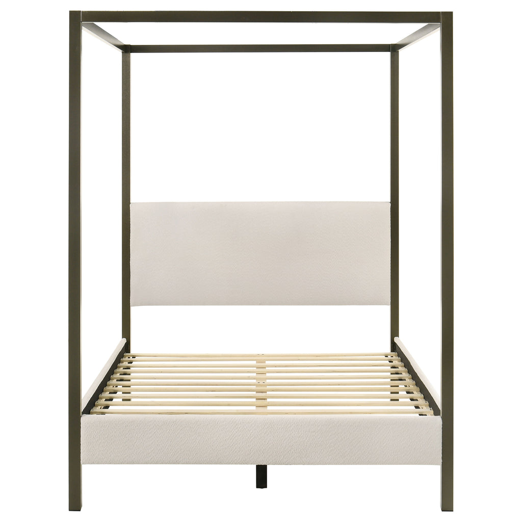 Mellie Vanilla Upholstered Queen Canopy Bed