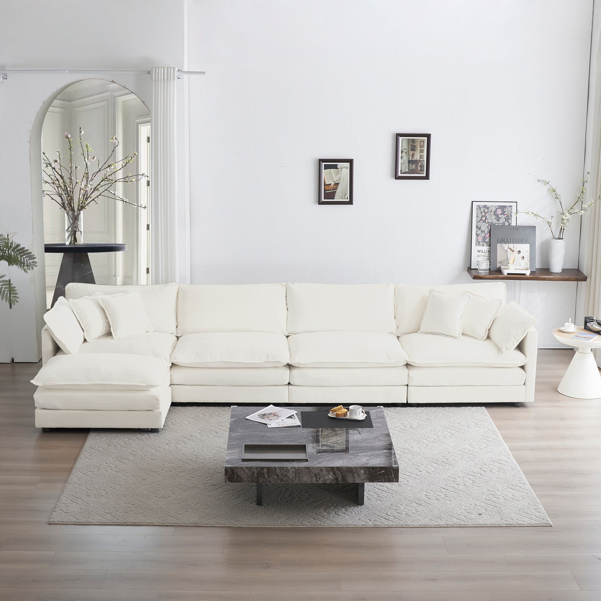 Modular Sectional Sofa for Living Room, U Shaped Couch 5 Seater Convertible with Ottoman