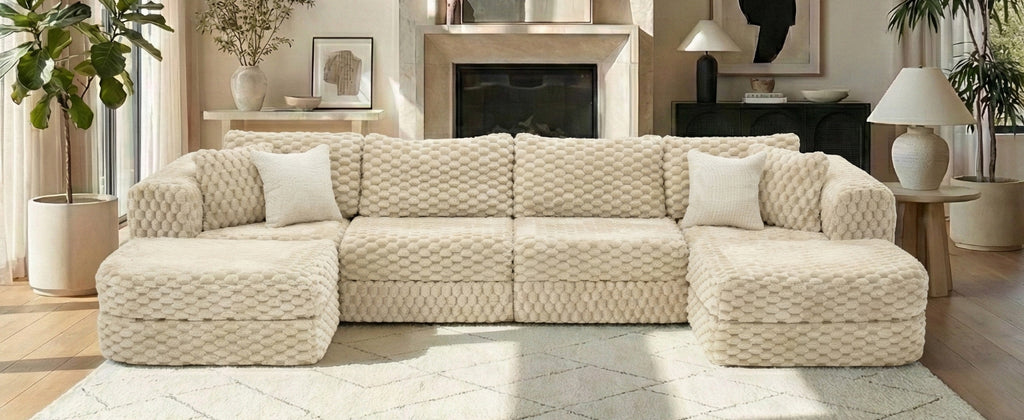 Modular Sectional Sofa 135.4" - Boneless Couch with Ottomans