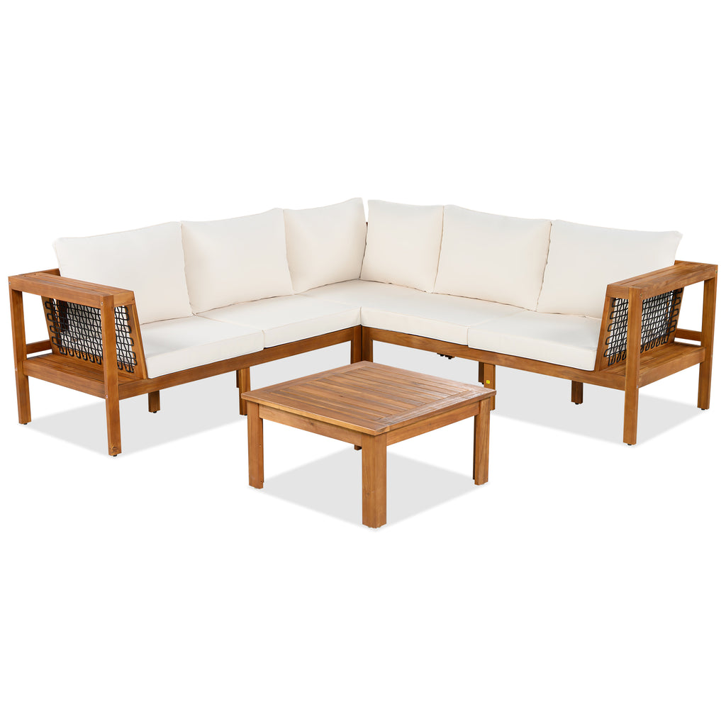 GO 4 Pieces Outdoor Acacia Wood Sofa Set