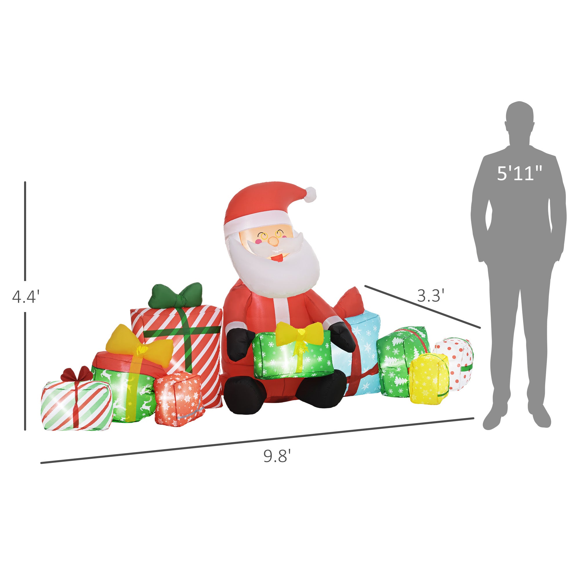 Inflatable Santa Claus and Gift Boxes for Holiday Display