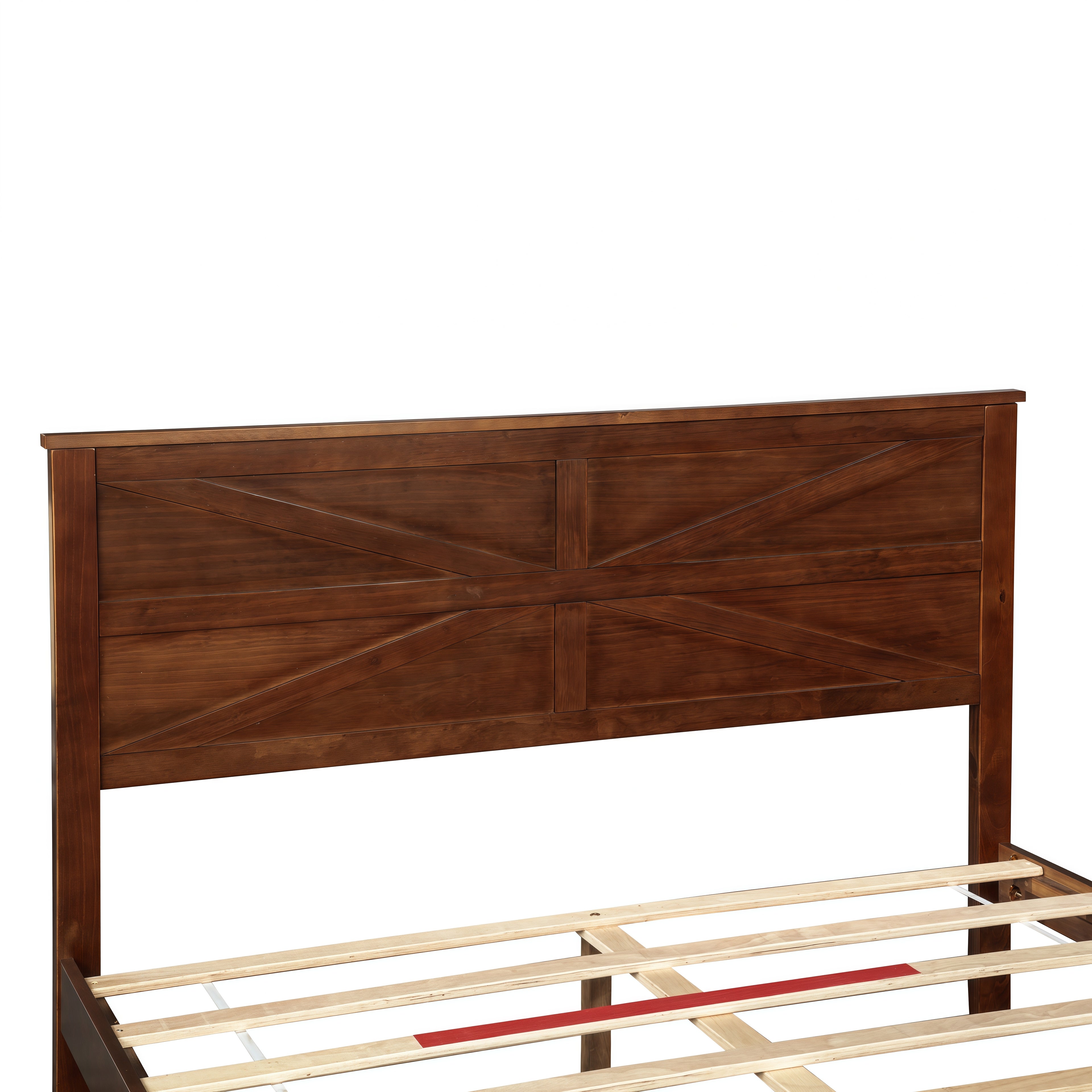 Farmhouse Style Queen Size Bed with Barn Door Headboard