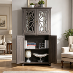 Display Sideboard Buffet with 4 Acrylic Mirrored Doors