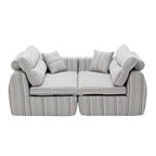 Chenille Stripe Fabric Compressed Sponge Sofa, 3-Seater