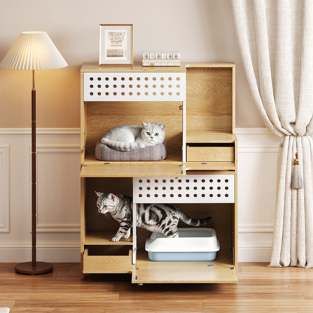 Modern 2 in 1 Cat Furniture - Litter Box Enclosure & Side Table