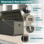 200 Gallon Plastic Deck Box with Lock, Wheels & Waterproof Lid
