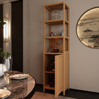 Storage Tall Slim Cabinet with Shutter Door and 3 Tier Shelves