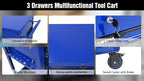 3 Drawers Multifunctional Tool Cart with Wheels and Steel Top