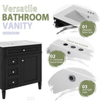 30" Bathroom Vanity with Top Sink, Modern Storage Cabinet