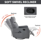 Grey Faux Leather Heat Massage Manual Recliner Chair