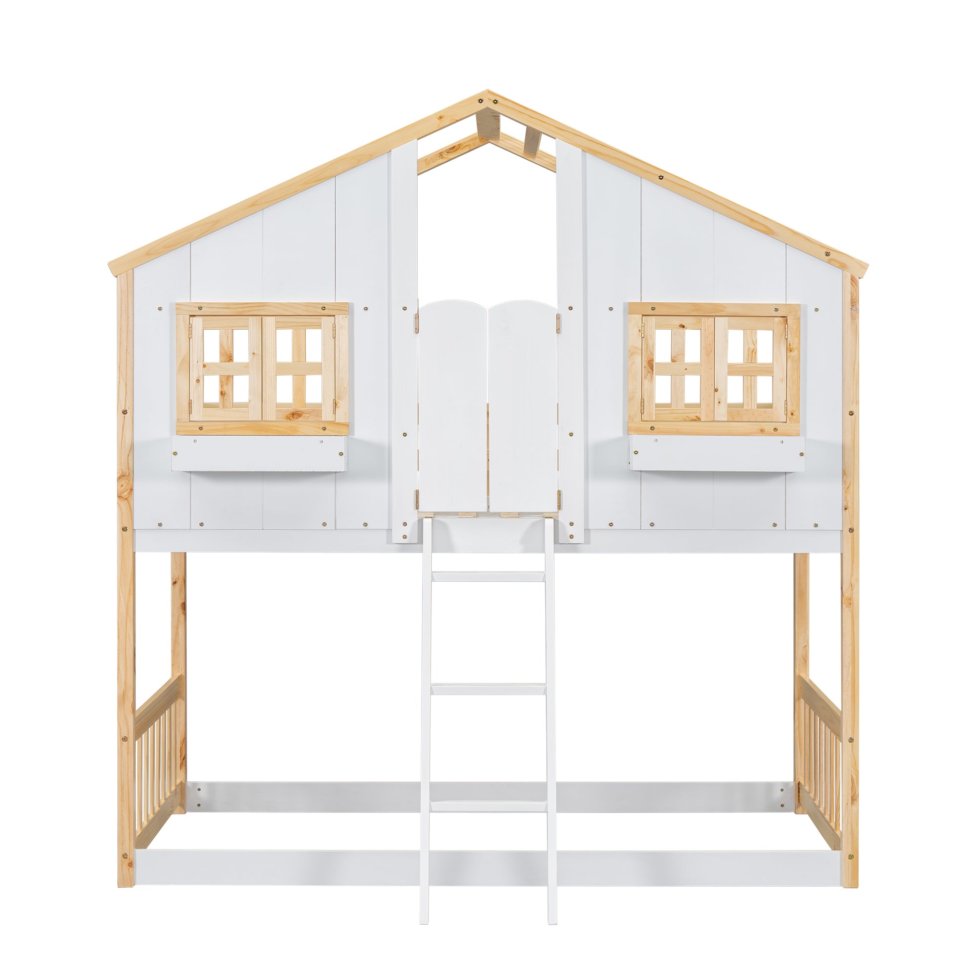 Twin Over Twin House Bunk Bed with Roof