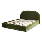 Archie Puffy Grounded Upholstered Platform Bed, Olive