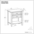 Warm Shaker Solid Wood Nightstand in Brunette