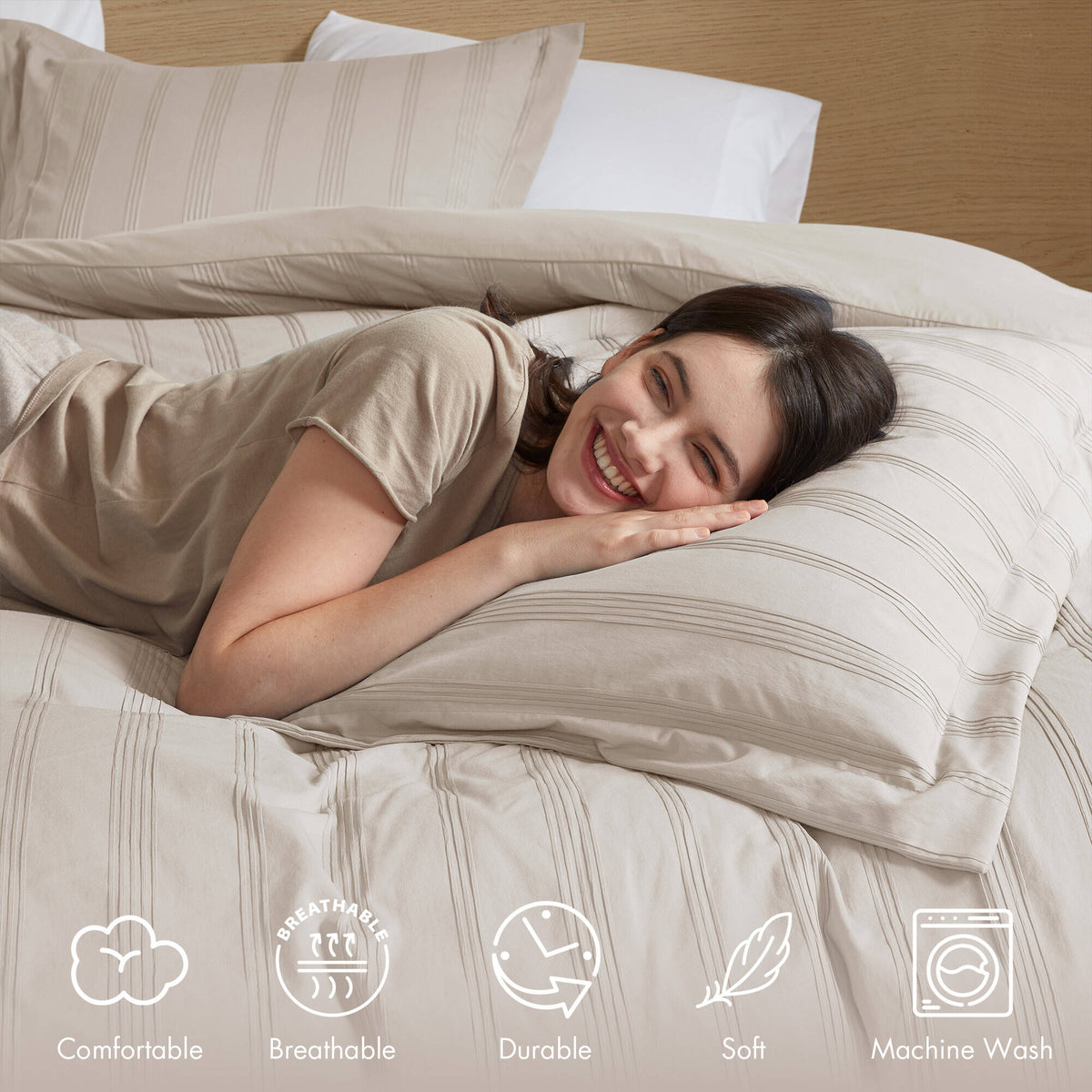 3-Piece Full Woven Striped Duvet Set
