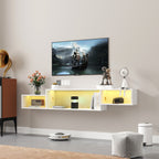 65.35in Wall Mounted Floating TV Stand with Color LEDs